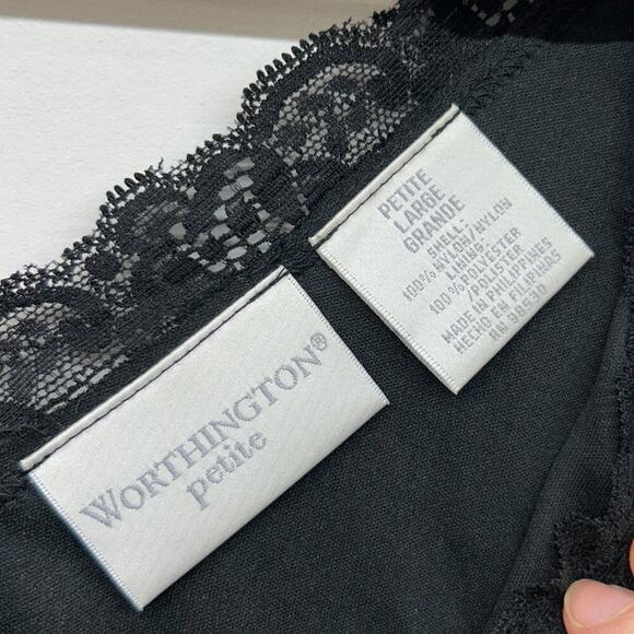 Vintage Y2K 2000s Worthington Black Lace Seamed Cropped Tank Top LP Large PETITE - Picture 6 of 6